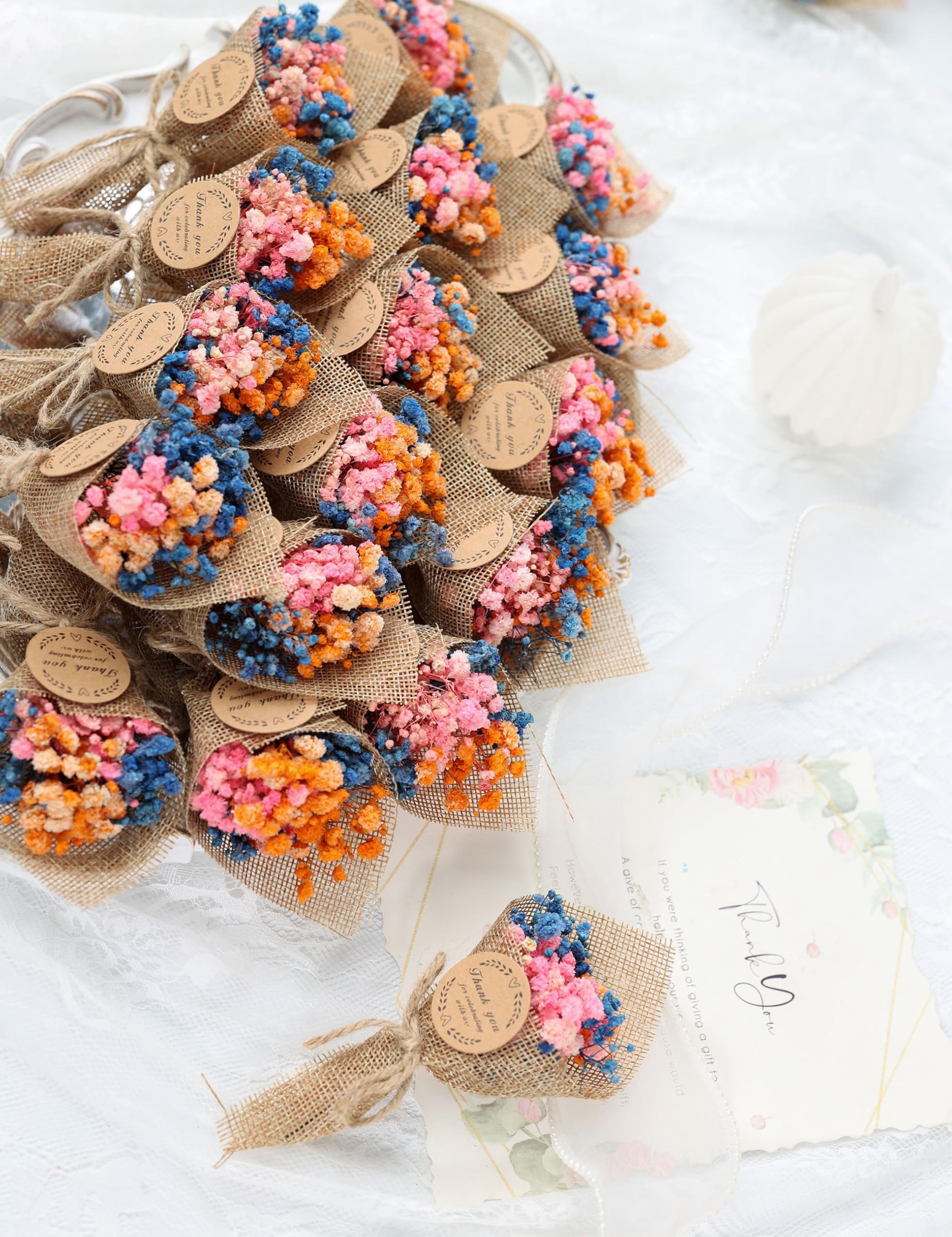 20-piece Set Mini Dried Flowers Bouquet For Wedding Favours Guests  Shower Party Favors Bridal Gifts Baptism. (mixed)