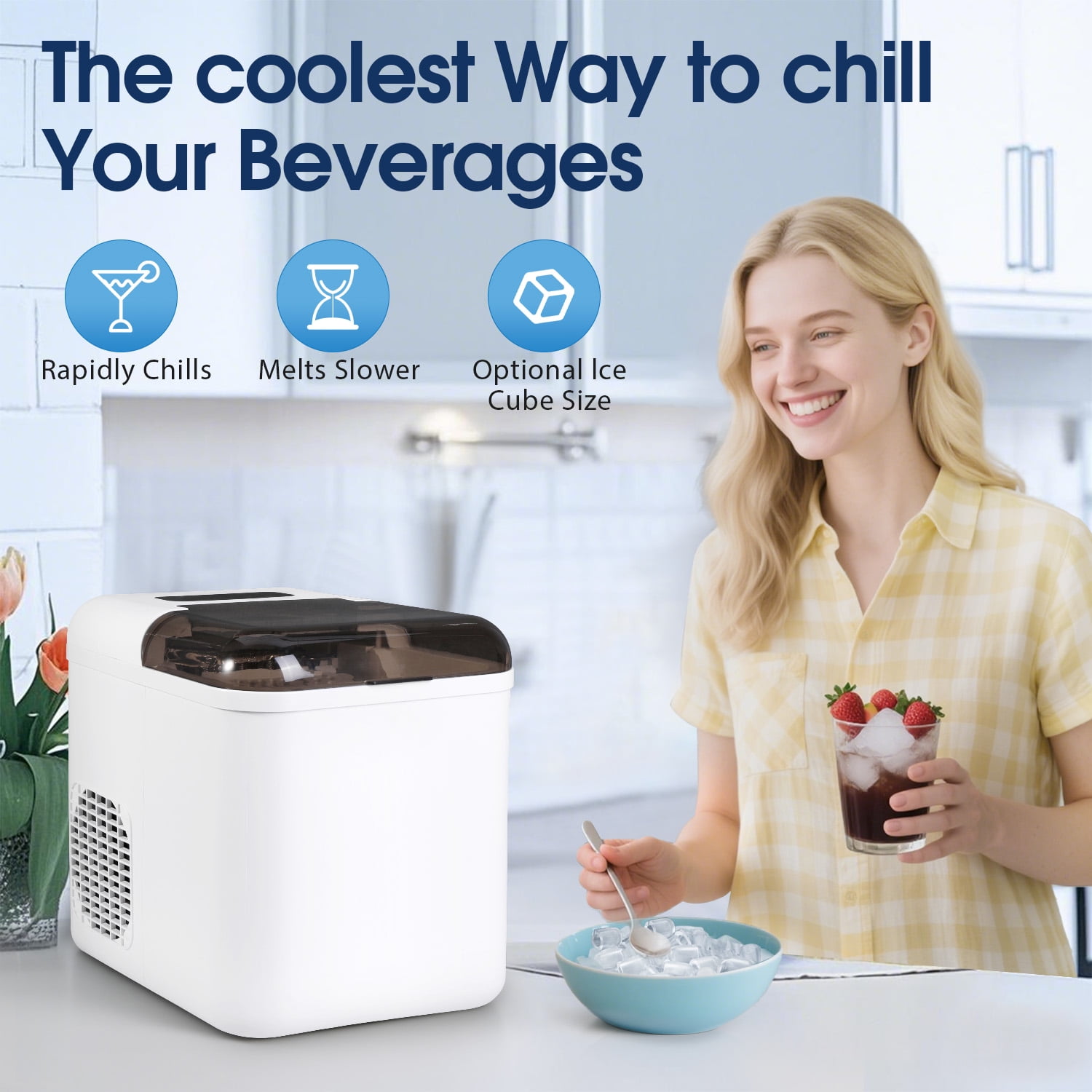 WiFI Smart Ice Maker Machine,35lbs/24H Ice Maker Countertop, Tank Storage 1.3L,Portable Self-Cleaning Ice Maker,APP Control Countertop Fast Ice Maker with Ice Scoop for Home, Camping,Bars,Coffee Shop