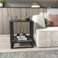 thumbnail image 4 of Decorotika Norm Metal Frame Wood Top Accent Side End Table - Marble Finish Black, 4 of 5