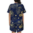 thumbnail image 3 of Lsque Vintage Golden Butterfly Women's Short-Sleeved Pajama Set - 2 Piece Soft and Lightweight Sleepwear Set-Small, 3 of 9