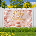 thumbnail image 4 of Pink Birthday Decoration Banner Pastel Happy Birthday Cake Balloons Stars for Birthday Party Celebration Indoor Decor, 4 of 7