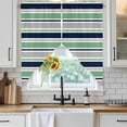 thumbnail image 2 of Minimalist Stripes Swag Valances for Windows 2 Pack Navy Blue Teal Grey Horizontal Stripe Modern Swag Kitchen Curtains 36 Inches Long Rod Pocket Short Window Treatment for Kitchen Bathroom 28"x36", 2 of 9
