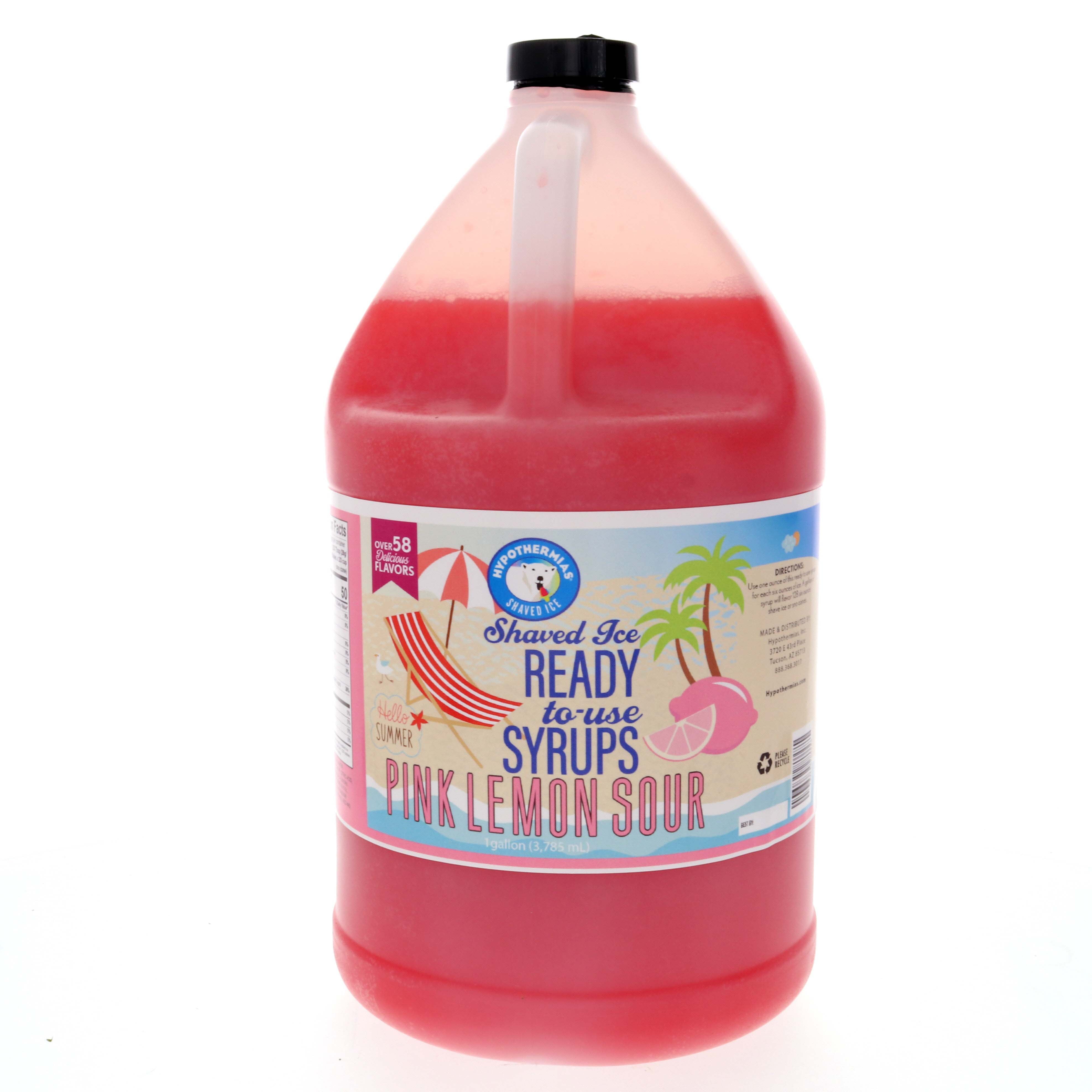 Pink Lemon Sour Ready to Use Hawaiian Shaved Ice or Snow Cone Syrup Gallon (128 Fl Oz)