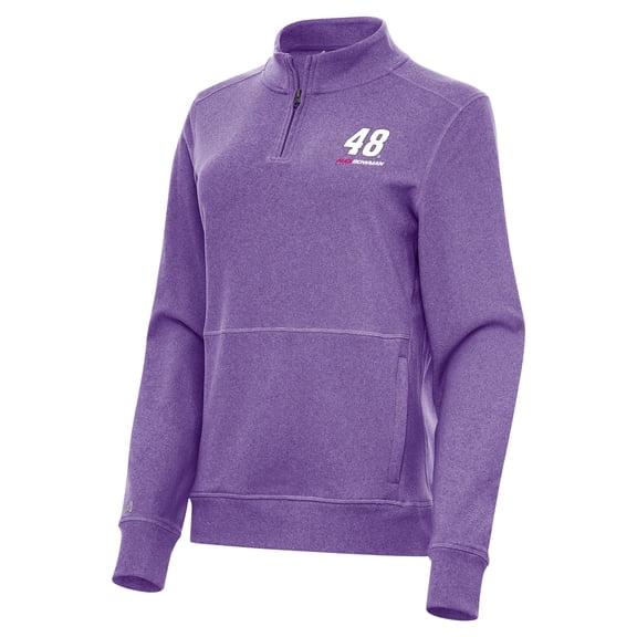 Women's-Antigua Heather Purple Alex Bowman Crush Quarter-Zip Sweatshirt
