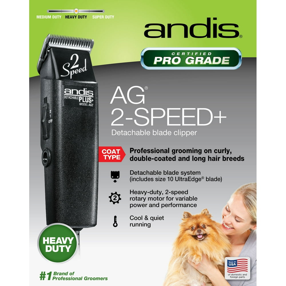 Andis Animal Pro Grade AG 2Speed+ Detachable Blade Clipper, Black