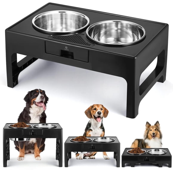 Cuencos Elevados Lapensa Acero Inoxidable Soporte Ajustable para Perros Medianos y Grandes