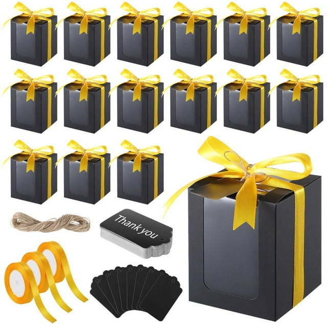 50 cajas de regalo para copa de vino, cajas de embalaje de regalo para vidrio sin tallo de 9 oz, cajas de regalo de papel con etiqueta de cinta cuerda de cáñamo para boda fiesta de cumpleaños