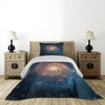 thumbnail image 3 of Ambesonne Nebula Quilted Coverlet 2 Pcs, Black Hole Cosmos Space, Twin Size, Petrol Blue Peach, 3 of 5
