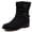 Black, variant on Women's Mid-Calf Boots, Lightweight Non-Slip Sole PU Leather Cowboy Boots, Double Buckle Side Zipper Casual Outdoor Daily Boots.