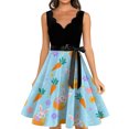 thumbnail image 4 of LWavelet Women's Sleeveless Scalloped Neck Fit-and-Flare Dress, Ombre Easter Egg Print with Satin Bow Belt for Holiday & Party Outfits Sky Blue S, 4 of 4