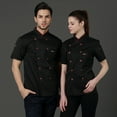 thumbnail image 4 of Chef Shirt for Men Chef Coat Restaurant Kitchen Chef Uniform Unisex Chef Jacket Long Sleeve Hotel Kitchen with Stylish Red Buttons,Black,L, 4 of 6