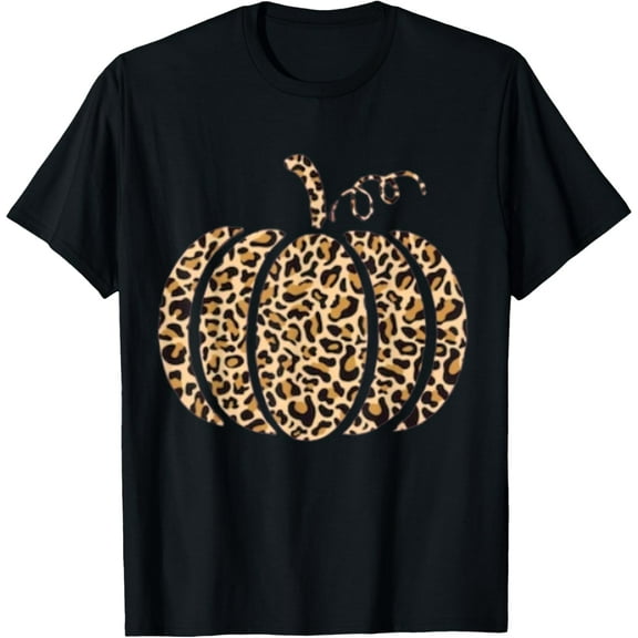 Premium model-Unisex-100% cotton-Pumpkin Leopard Print Cheetah Fall Graphic Thanksgiving T-Shirt