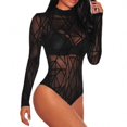thumbnail image 2 of Pijama de una pieza de manga larga con cuello alto y textura sexy de estilo europeo y americano, lencería sexy transparente, 2 of 5