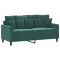 thumbnail image 2 of vidaXL 2 Piece Sofa Set with Cushions Dark Green Velvet, 2 of 4