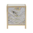 thumbnail image 1 of Home Fare Moderne Accent Poitrine Peinte à la Main en Tourbillon Blanc et Or, 1 of 6