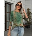 thumbnail image 4 of Camiseta Zeagoo Plant con cuello redondo y manga 3/4 para mujer, 4 of 5