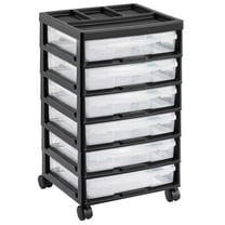 Scrapbook Rolling Storage Cart with 6 Clear Plastic Cases – 6-Tier Mobile Organizer, Black