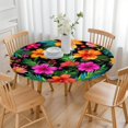 thumbnail image 3 of Pioneer Flower Floral Print Pattern Round Fitted Tablecloth with Elastic Edge,Dining Table Cover Waterproof,Outdoor Round Tablecloth for Camping,Dining,Indoor and Outdoor, 3 of 7