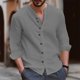 thumbnail image 2 of Autumn And Winter Men's Retro Long Sleeved Cotton Linen Shirt Solid Casual TopM, 2 of 5