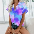 thumbnail image 2 of HAPIMO Summer Shirts for Women Short Sleeve Tees Lapel Collar Pullover Cow/Tie Dye Print Tops Button Down Blouses Dressy Casual T-Shirts Multicolor XL Rollbacks, 2 of 6