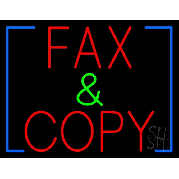 Red Fax And Copy LED Neon Sign 24 x 31 - inches, Clear Edge Cut Acrylic Backing, with Dimmer - Bright and Premium built indoor LED Neon Sign for Computer & Electronics store decor.