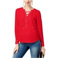 thumbnail image 1 of I.N.C Blouse en Tricot à Lacets pour Femmes, Rouge, Petit, 1 of 1