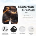 thumbnail image 2 of Kdxio Abstract Glowing Wave Pattern Print Men's Swim Trunks with Compression Liner 7 Inch Inseam Quick Dry Swim Shorts, 2 of 5