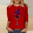 thumbnail image 2 of Sentmoon Halloween Sweatshirt Oversized Long Sleeve Crew Neck Hooded Sweatshirt Loose with Print T Shirts Active Fall and Winter for Office Halloween Events and Work Parties Red S, 2 of 5