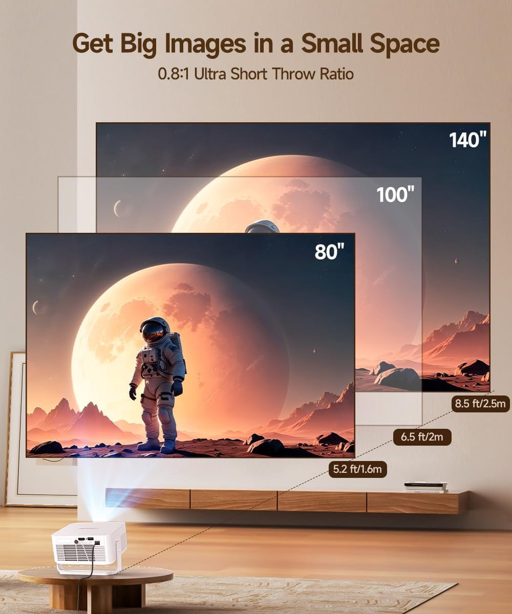 Magcubic Smart Projector HY300GT, 2K Support Portable Projector with WiFi and BT, Auto Focus & Keystone, 180° Rotatable Projector for Indoor/Outdoor