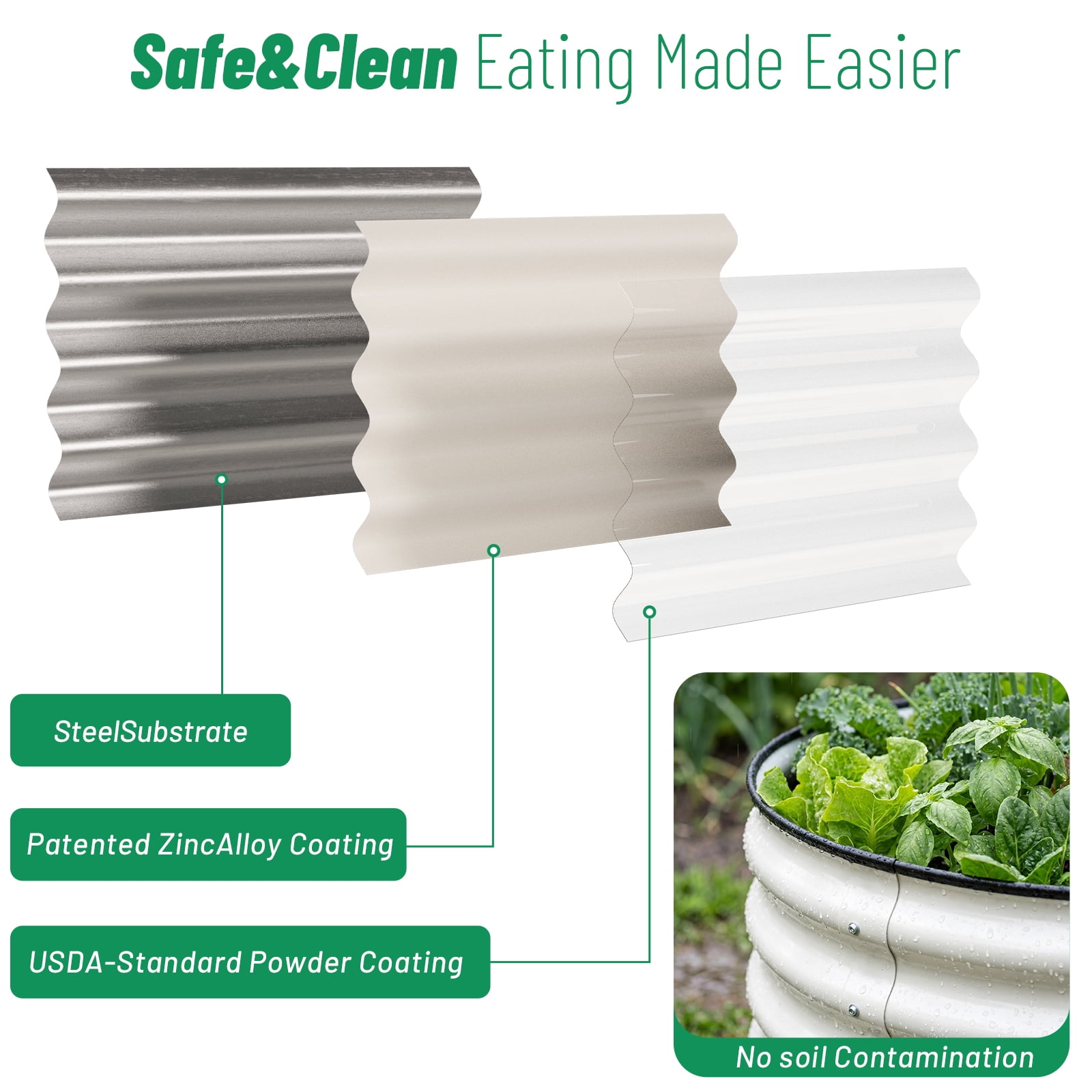 SnugNiture Galvanized 2x2x1 ft Outdoor Raised Garden Bed Kit (3-pack) – Metal Planter Box for Vegetables, Herbs, and Plants, White