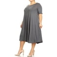 thumbnail image 2 of MOA COLLECTION Women's Plus Oversize Solid Casual Loose Fit Short Sleeve Jersey Knit A-Line Midi Dress, 2 of 5