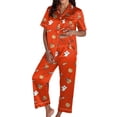 thumbnail image 4 of CQXIDFH Matching Halloween Pajamas Plus Size Halloween Pumpkin Print Short Sleeve Top with Long Pants Set Fall Sleepwear Casual Lounge Home Wear, 4 of 5