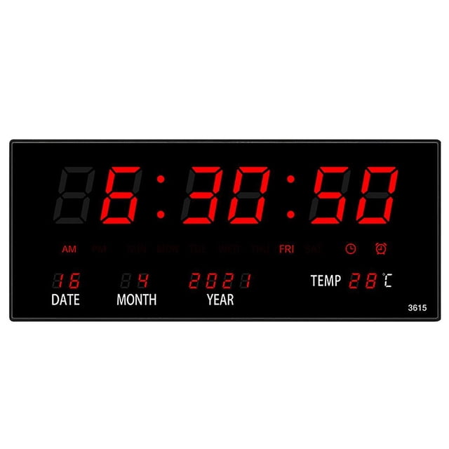 Reloj electrónico con calendario LED Reloj de pared digital Alarma Sonando cada hora Relojes de mesa de temperatura Inicio