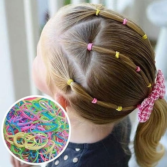 1000Pcs Rubber Bands for Hair, Small Rubber Bands, Multicolor Elastic Mini Hair Elastics Rubber Bands for Hair Styling, Soft Elastic Hair Ties for Little Girls No Damage Reusable, Random Color