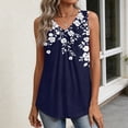 thumbnail image 5 of Kixjoy Tank Tops for Women V Neck Trendy Tank Tops Sleeveless Lounge Summer Pleated Tunic Tops Basic Cozy Baggy Shirts for Women, Dark Blue L, 5 of 6