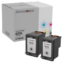 DI Ink Cartridge Replacement for HP 62XL C2P05AN High Yield (Black, 2-Pack) Compatible with HP Envy: 5540, 5540 All-in-One, 5541, 5542, 5543 All-in-One, 5544, 5545, 5546, 5547, 5548, 5549, 5640, 5642