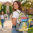 thumbnail image 3 of ZIATUBLES Clear Backpack 17 Inch, Heavy Duty Fabric & PVC Sports Transparent Bookbag for Boys Girls, Giraffe Sunflower Butterfly Print See Through Backpack for School, Work & Security, 3 of 7