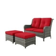 thumbnail image 4 of MeetLeisure 3 Pieces Outdoor Furniture Patio Furniture Set with One 2-Seat Sofa, Two Ottomans, Red, 4 of 9
