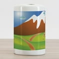 thumbnail image 2 of Landscape Ceramic Toothbrush Holder, Digitally Generated Cartoon Country Outdoor Scene with House Mountains Field, Decorative Versatile Countertop for Bathroom, 4.5" X 2.7", Multicolor, 2 of 4