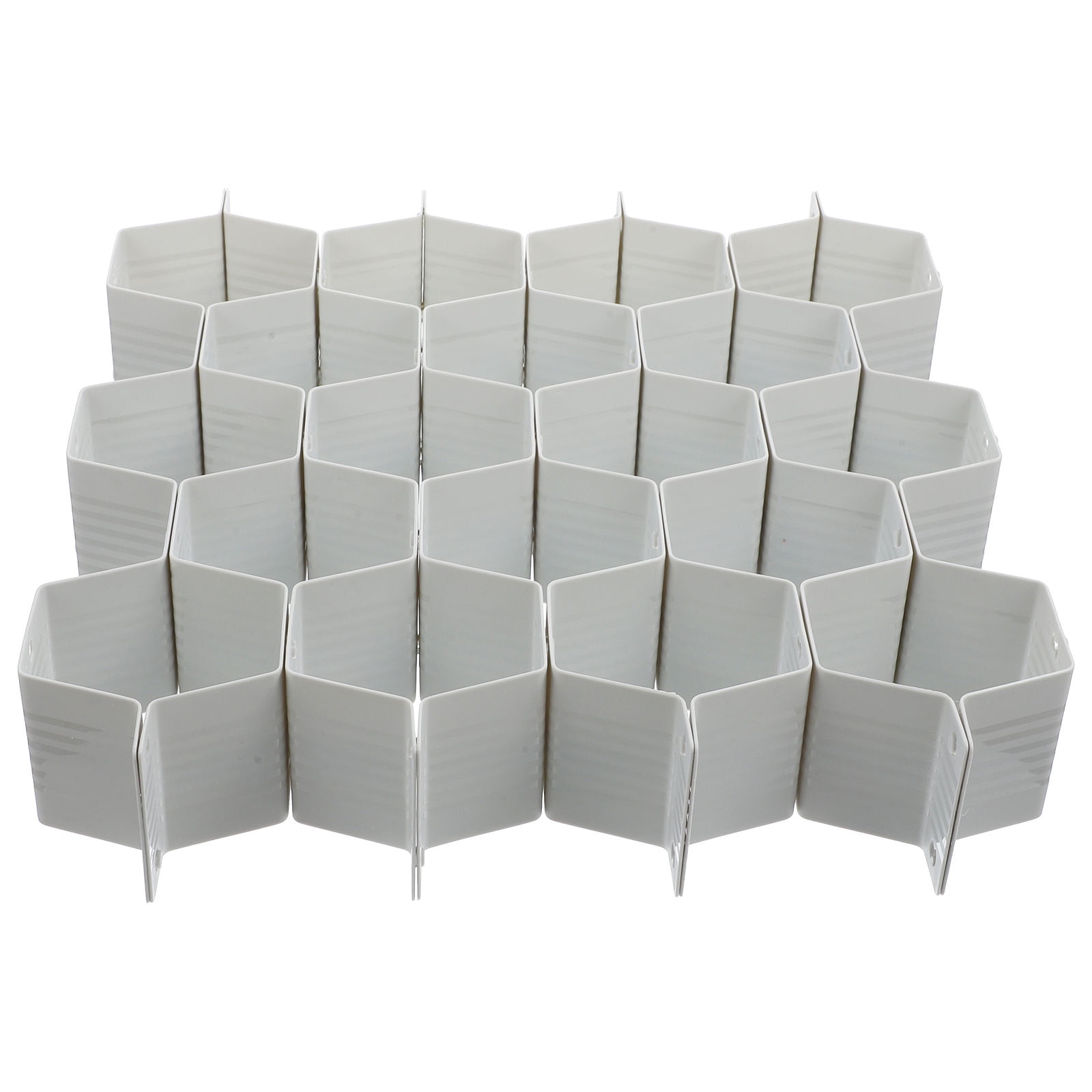 FUEENIRVA 3-Piece Multipurpose Sub-Grid Drawer Organizer Set, Grey ABS Plastic for Kitchen, Office, and Home Storage Solutions