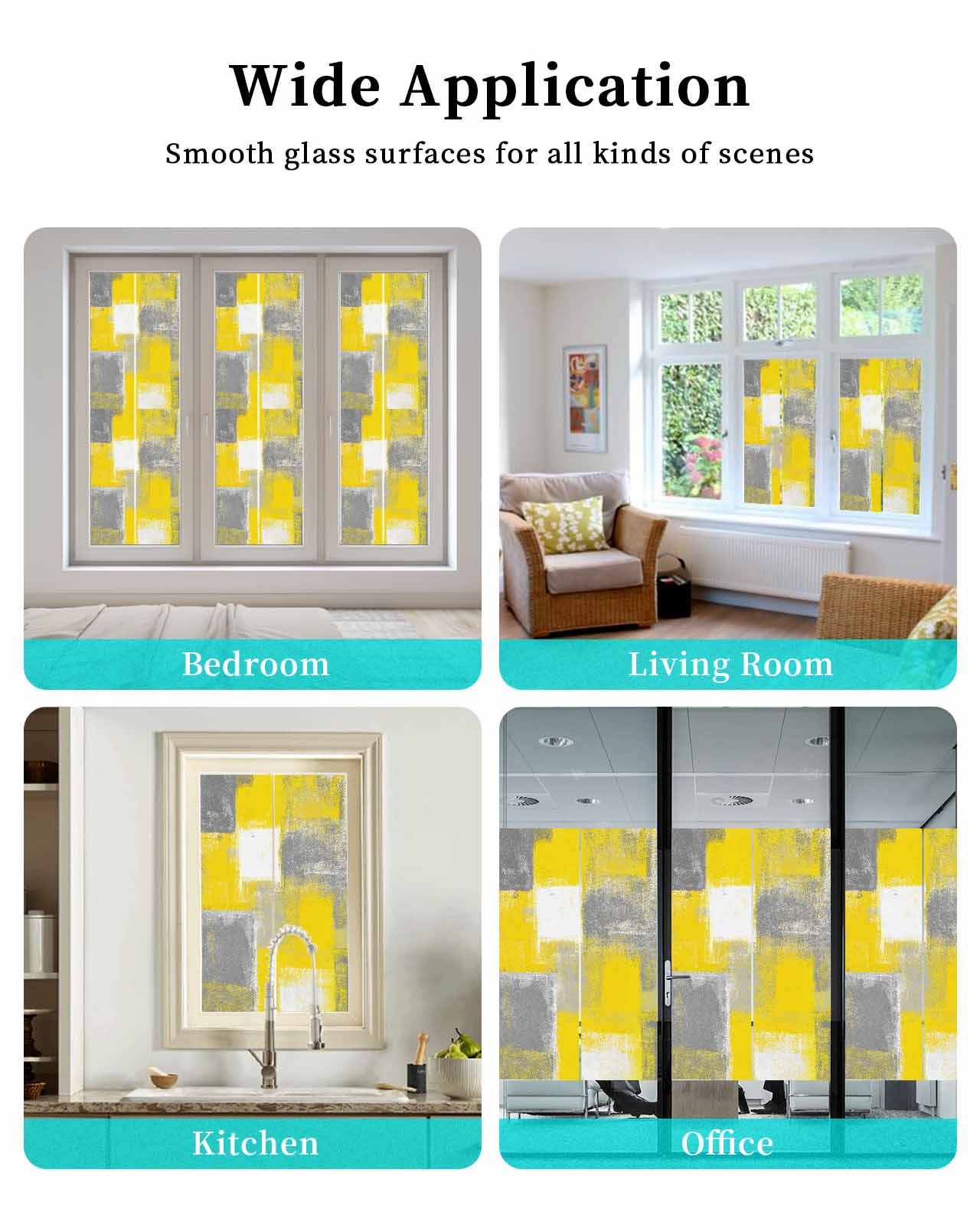 Window Privacy Film Yellow Grey Stained Glass Window Film Decorative Sun Block Window Cover Rustic Mottled Oil Painting Abstract Texture Window Clings Static Adhesive Sticker for Bathroom 23.6"x78.7"