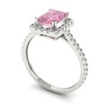 thumbnail image 2 of 1.86 ct Emerald Cut Simulated Pink Diamond Halo Engagement Ring for Women in 18K White Gold, 2 of 5