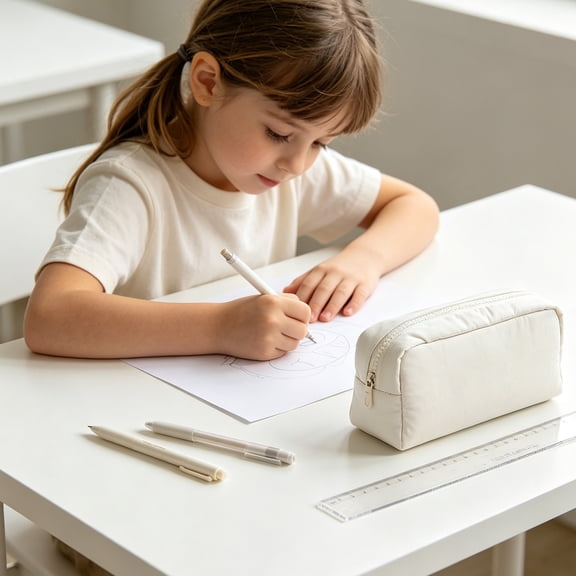 Large Capacity Soft Cloth Pencil Case Portable Multifunctional Storage Bag for Office Supplies Elegant Design Versatile Use Cute Stationery Organizer Beige