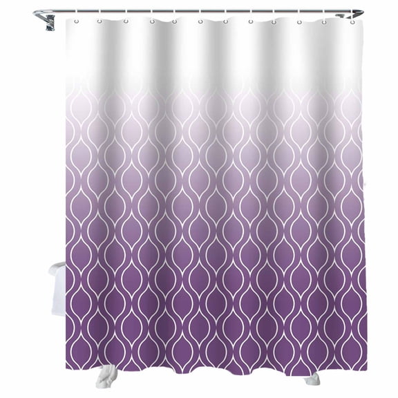 Shower Curtains Purple Morocco Bath Curtain Ombre Geometric Lines Pattern Waterproof Bathroom Shower Curtain Set with Hooks Decoration 36 x 72 Inches