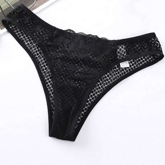 Women's Underwear and Bras Women's Fashion Solid Color Low Waisted Lace Tummy Butt Lift Underpants Padded Underwear for Women Black S