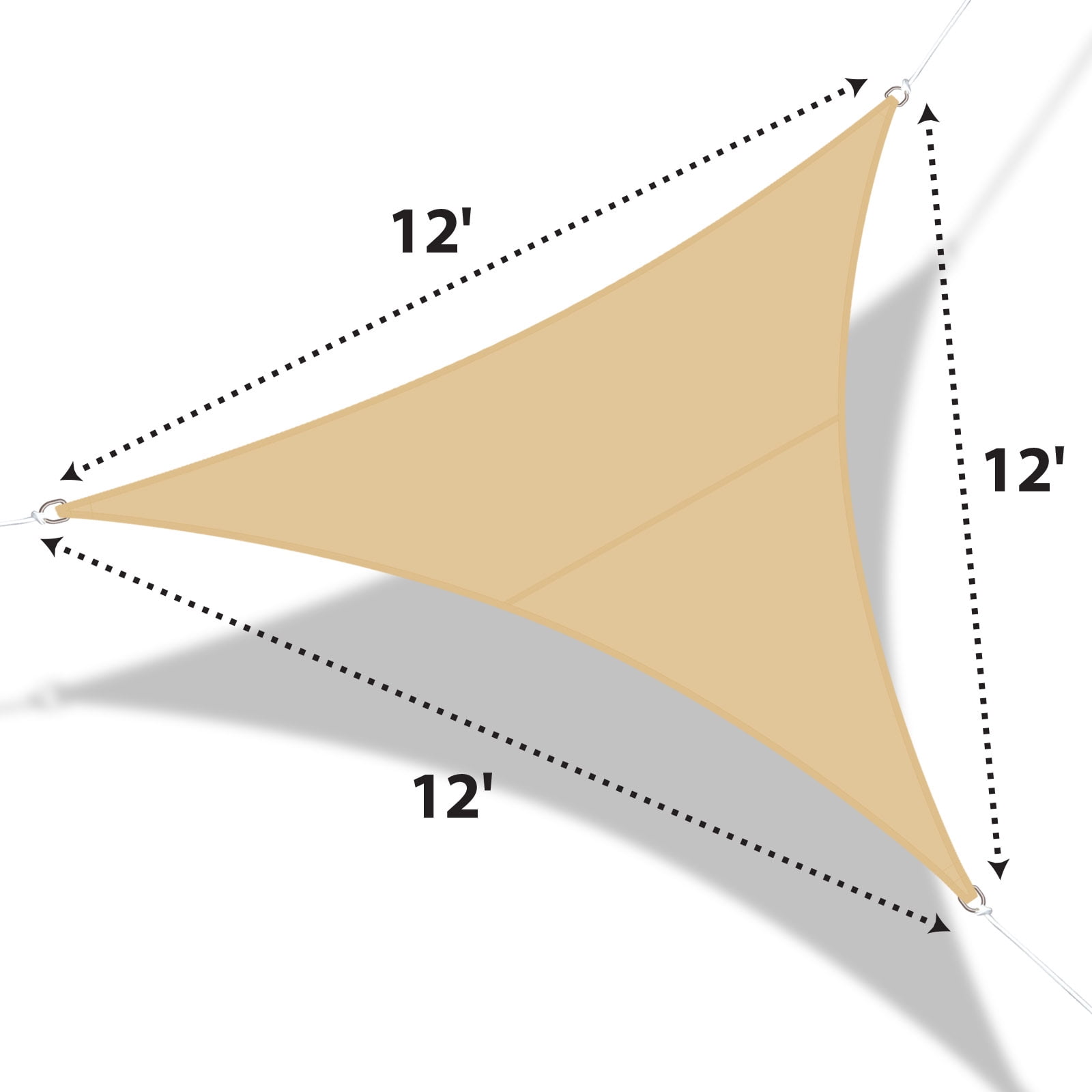 Sunrise Outdoor Sun Shade Sail 12'x12'x12' Triangle UV Top Cover Canopy - Beige