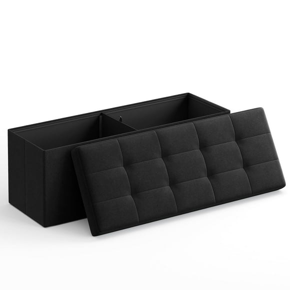 Banco otomano de almacenamiento SONGMICS plegable 110 x 38 x 38 cm, negro