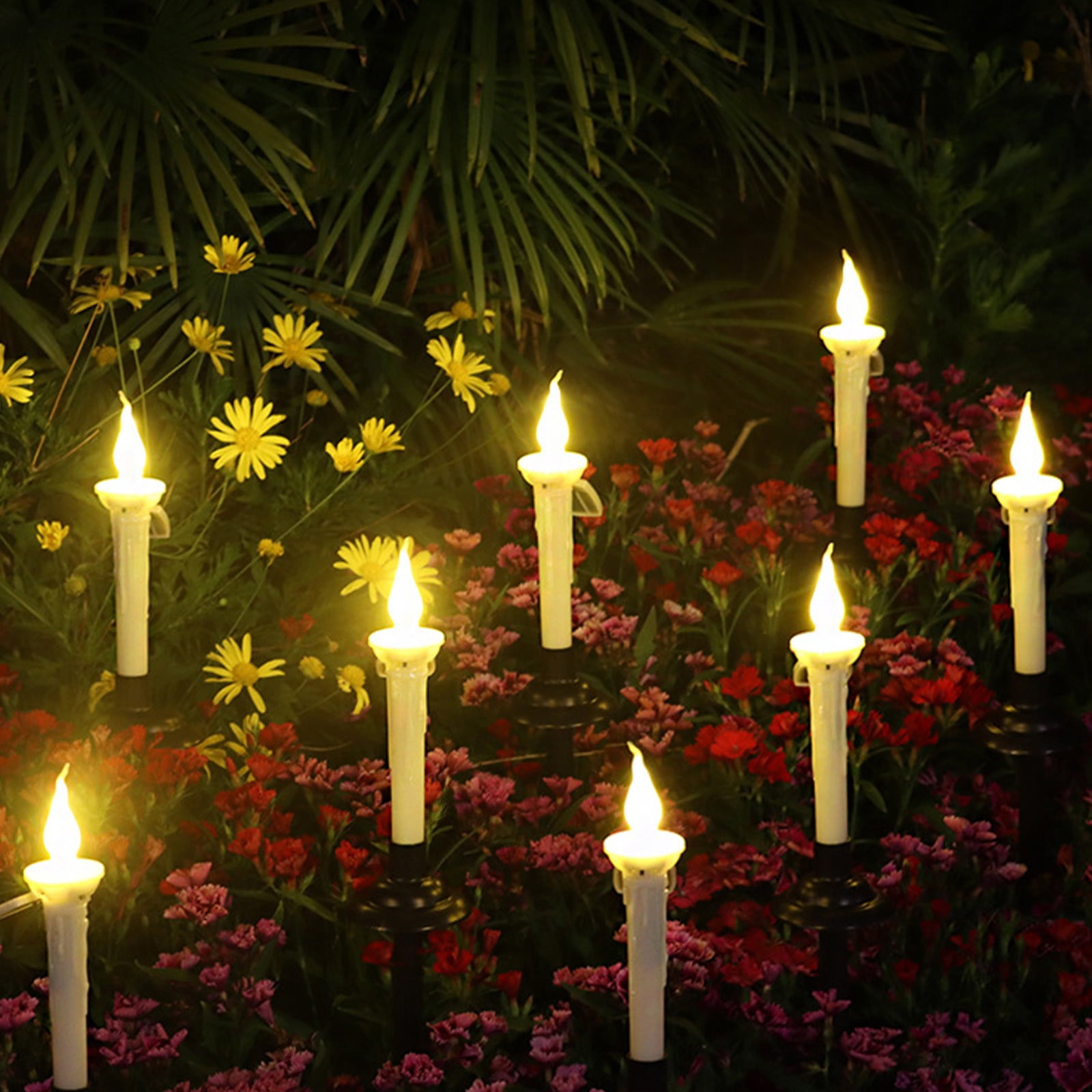 MORESEC 4 Pcs Bougies Solaires Halloween, Bougie Pilier LED De Noël Sans Flamme Lumières De Jardin Extérieures Lampe De Nuit Pour Décoration De Patio Économies Liquidation, Plusieurs Couleurs