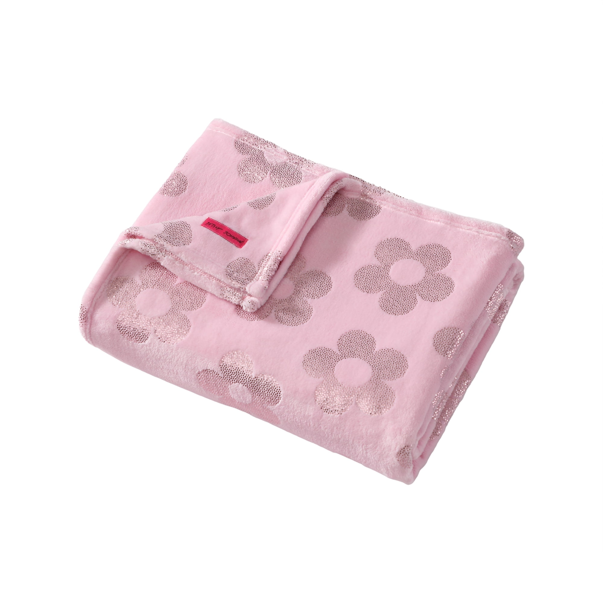 Betsey Johnson Retro Daisy Ice Pink 50" x 70" Throw Blanket, Soft Cozy Home Decor Accent, Machine Washable