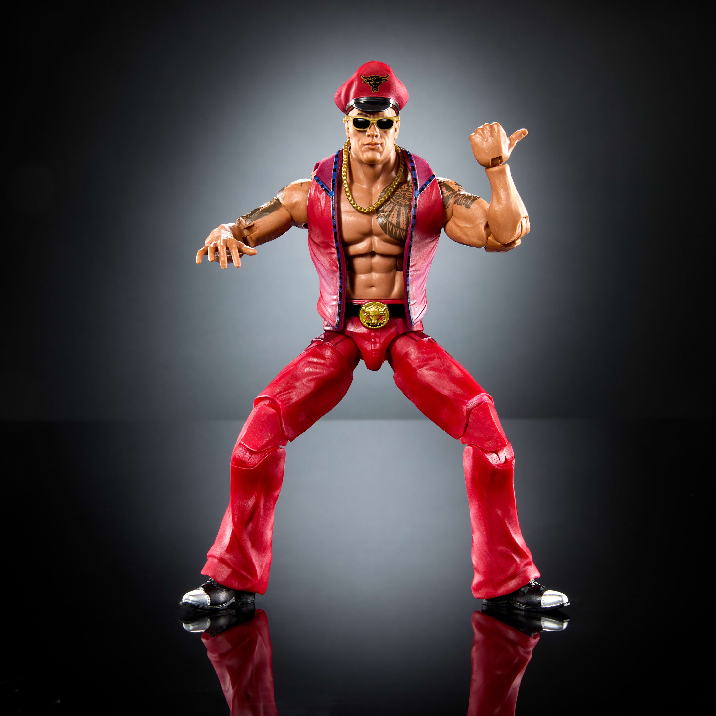 WWE x Street Fighter The Rock Final Boss Action Figure & Accessories, 6-inch Collectible M. Bison Mashup Set